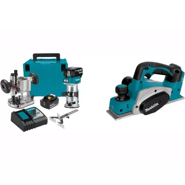 Makita 18-Volt LXT Brushless Cordless Compact Router Kit/Bonus 18-Volt LXT Cordless 3-1/4 in. Cordless Planer (Tool-Only)