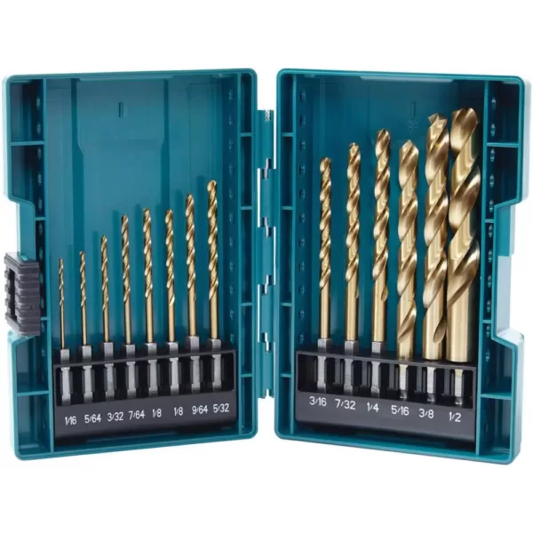 Makita Impact 1/4 in. Hex Shank Gold Titanium Drill Bit Set (14-Piece)