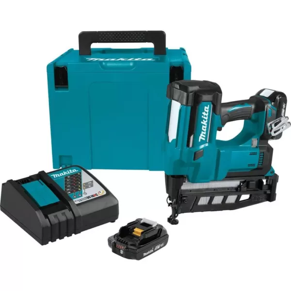 Makita 2-1/2 in. 18-Volt 16-Gauge LXT Cordless Straight Finish Nailer Kit (2.0 Ah) with Bonus 18-Volt LXT Battery Pack 2.0Ah