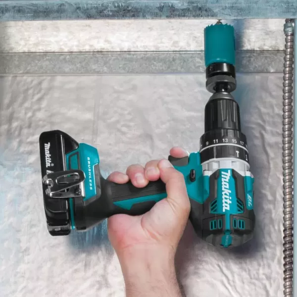 Makita 18V LXT Lithium-Ion Compact Brushless Cordless 1/2 in. Hammer Driver-Drill Kit with (2) 2.0Ah Batteries, Charger and Bag