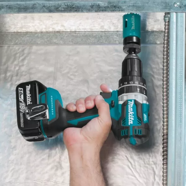 Makita 18-Volt 5.0 Ah LXT Lithium-Ion Compact Brushless Cordless 1/2 in. Hammer Driver-Drill Kit