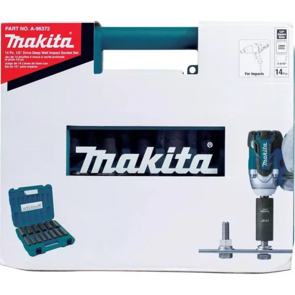 Makita 1/2 in. 6-Point Fractional Deep Impact Socket Set (14-Piece)