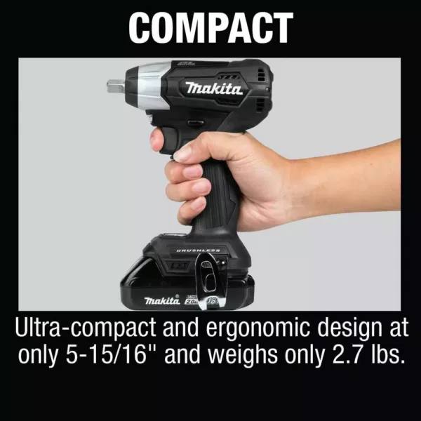 Makita 18-Volt LXT Lithium-Ion Sub-Compact Brushless Cordless 1/2 in. Square Drive Impact Wrench Kit