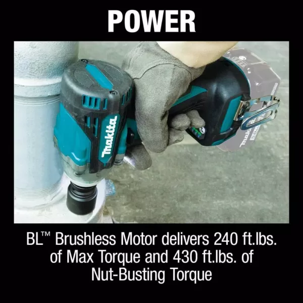 Makita 18-Volt LXT Lithium-Ion Brushless Cordless 4-Speed 1/2 in. Sq. Drive Impact Wrench w/ Friction Ring Anvil, Tool Only