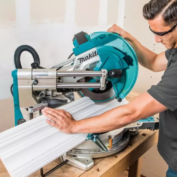 Makita 12 in. Dual-Bevel Sliding Compound Miter Saw with Laser with bonus Compact Folding Miter Saw Stand