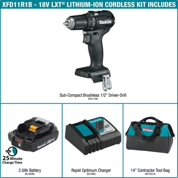 Makita 18-Volt LXT Sub-Compact Brushless 1/2 in. Driver-Drill Kit with bonus 18-Volt LXT Cordless L.E.D. Flashlight