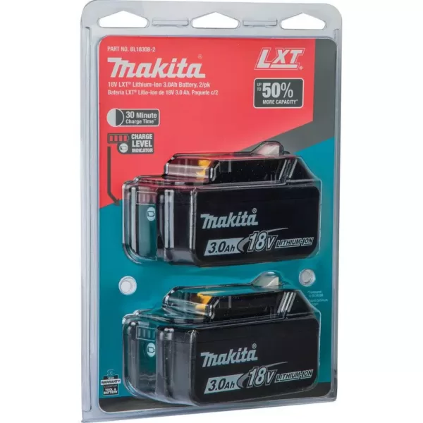 Makita 18-Volt LXT Lithium-Ion High Capacity Battery Pack 3.0Ah with Fuel Gauge (2-Pack)