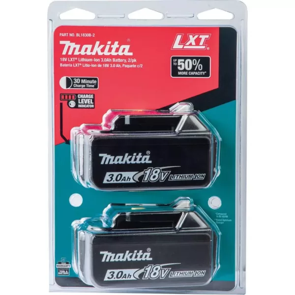 Makita 18-Volt LXT Lithium-Ion High Capacity Battery Pack 3.0Ah with Fuel Gauge (2-Pack)