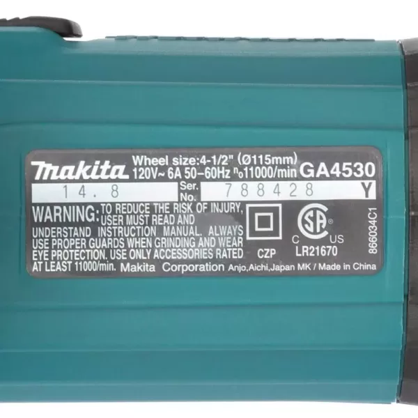 Makita 8 Amp 1 in. Corded SDS-Plus Concrete/Masonry AVT Rotary Hammer Drill with 4-1/2 in. Corded Angle Grinder with Hard Case