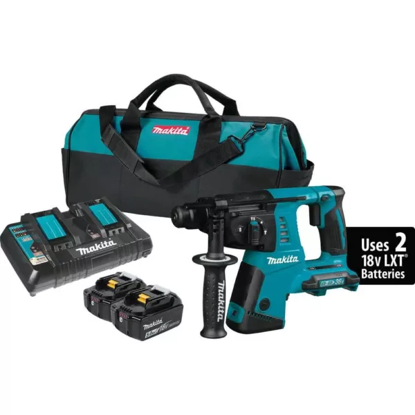 Makita 18-Volt X2 LXT Li-Ion (36-Volt) 1 in. Cordless SDS-Plus Concrete/Masonry Rotary Hammer Drill with (2) Batteries 5.0Ah