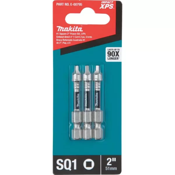 Makita Impact XPS #1 Square 2 in. Power Bit (3-Pack)