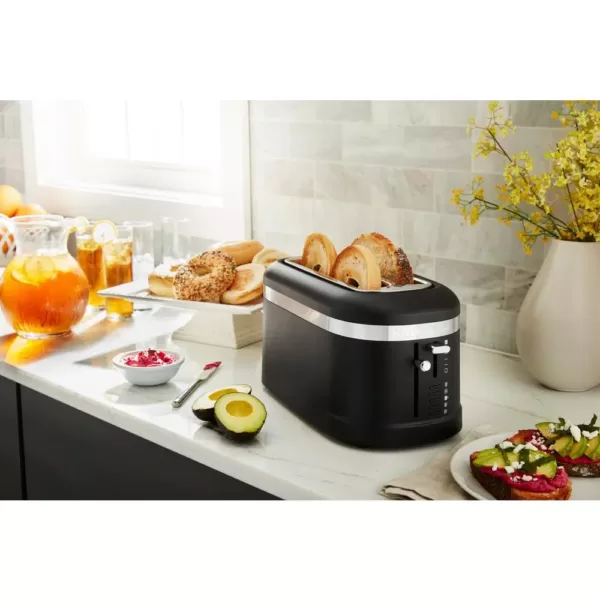 KitchenAid 4-Slice Matte Black Long Slot Toaster with High-Lift Lever