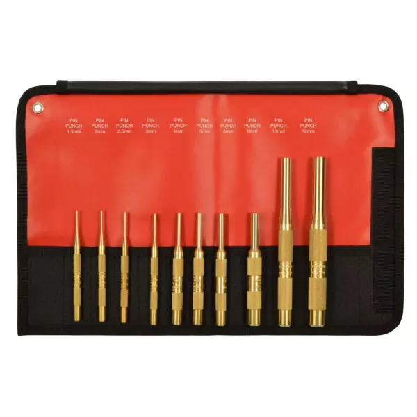 Mayhew Brass Metric Pin Punch Set (10-Piece)