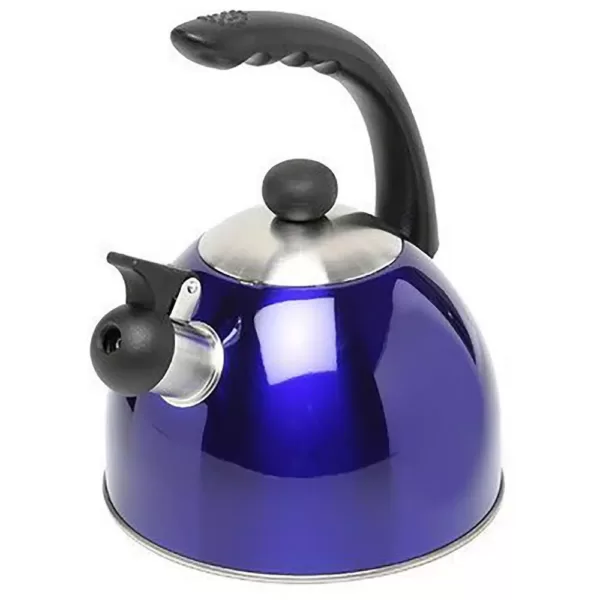 Creative Home Rhapsody 2.1 Qt. (8.4 Cup) Stainless Steel Whistling Tea Kettle with Metallic Blue Powder Coating