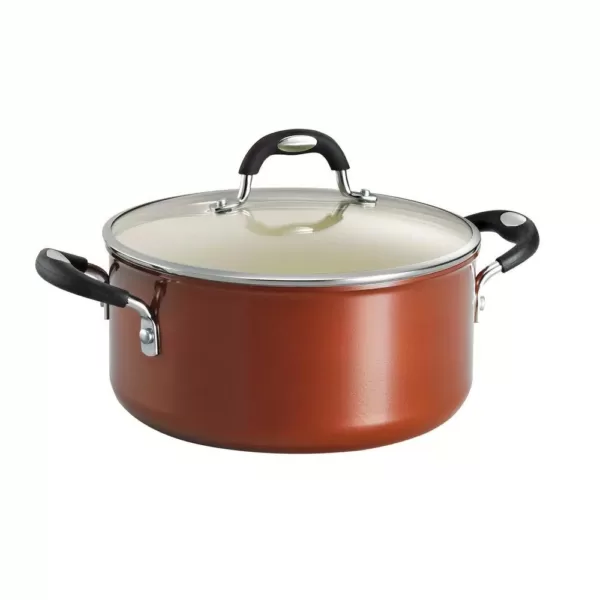 Tramontina Style Ceramica 5 qt. Round Aluminum Ceramic Nonstick Dutch Oven in Metallic Copper with Glass Lid