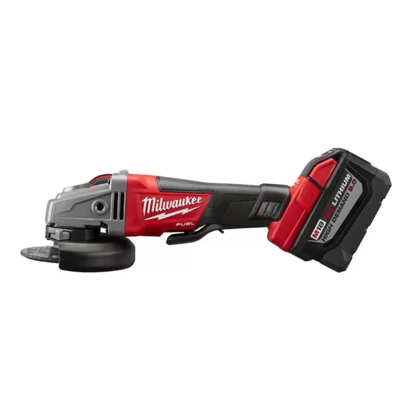 Milwaukee M18 FUEL 18-Volt Lithium-Ion Brushless Cordless 4-1/2 in./5 in. Grinder, Slide Switch Lock-On Kit W/(2) 9.0Ah Batteries