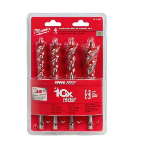 Milwaukee SPEED FEED Auger Wood Drilling Bit Set (4-Piece)