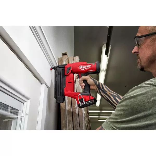 Milwaukee M18 FUEL 18-Volt 18-Gauge Lithium-Ion Brushless Cordless Gen II Brad Nailer and Clear Performance Safety Glasses