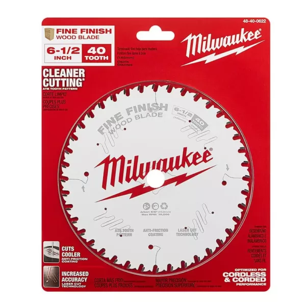 Milwaukee 6-1/2 in. x 40-Tooth Fine Finish Circular Saw Blade