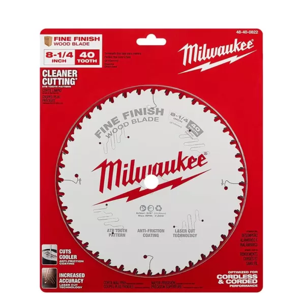 Milwaukee 8-1/4 in. x 40-Tooth Fine Finish Circular Saw Blade