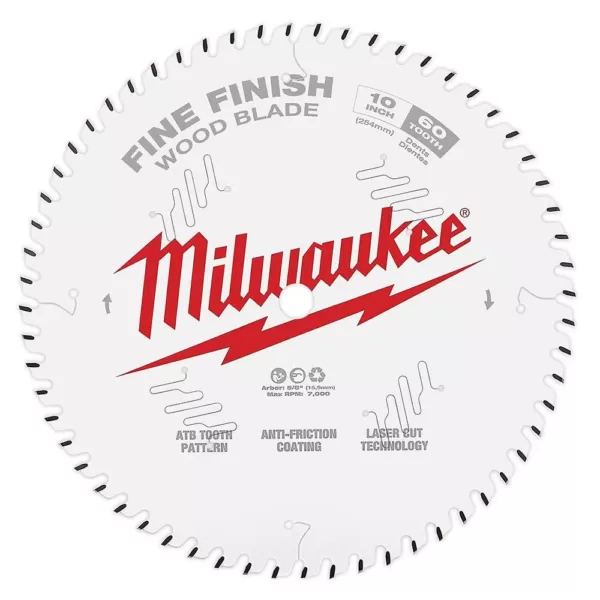 Milwaukee 10 in. x 60-Tooth Fine Finish Circular Saw Blade