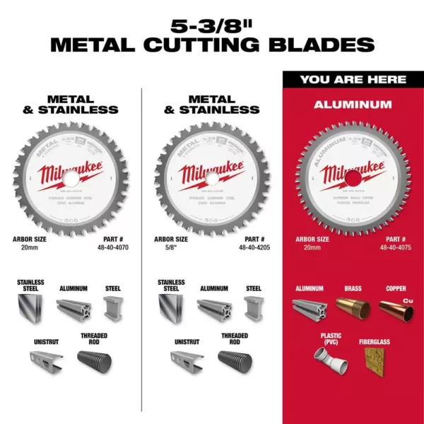 Milwaukee 5-3/8 in. x 50 Carbide Teeth Aluminum Cutting Circular Saw Blade