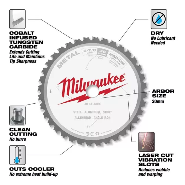 Milwaukee 6-7/8 in. x 36 Carbide Teeth Metal Cutting Circular Saw Blade