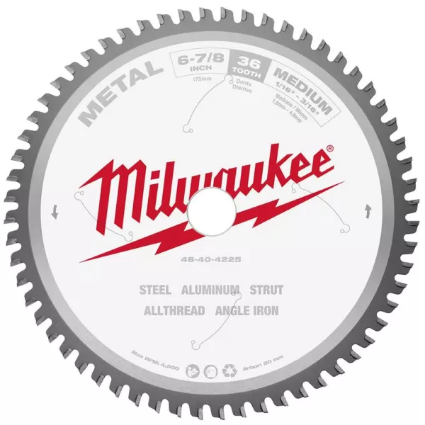 Milwaukee 6-7/8 in. x 36 Carbide Teeth Metal Cutting Circular Saw Blade