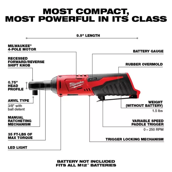 Milwaukee M12 FUEL 12-Volt 3 in. Lithium-Ion Brushless Cordless Cut Off Saw Kit W/ M12 3/8 in. Ratchet