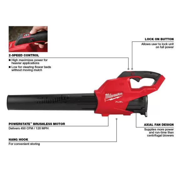 Milwaukee M18 FUEL 18-Volt Lithium-Ion Brushless Cordless 120 MPH 450 CFM Handheld Blower (Tool-Only)(3-Tool)