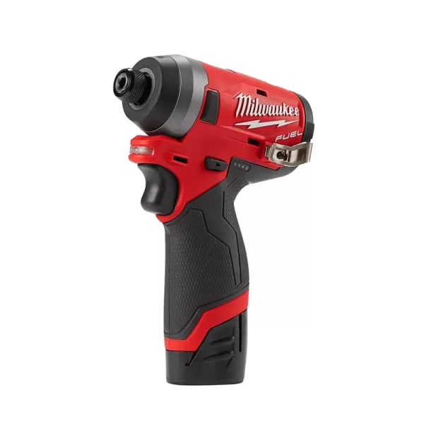 Milwaukee M12 FUEL 12-Volt Lithium-Ion Brushless Cordless 3/8 in. Ratchet & 1/4 in. Impact Combo with (1) 2.0Ah Battery & Charger