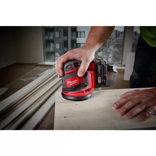 Milwaukee M18 18-Volt Lithium-Ion 5 in. Cordless Random Orbit Sander Kit with (1) 3.0Ah Battery, Charger and Tool Bag