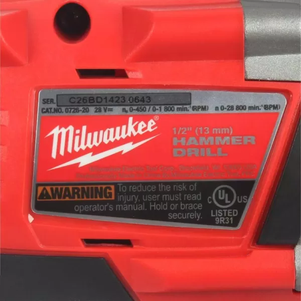 Milwaukee M28 28-Volt Lithium-Ion Cordless 1/2 in. Hammer Drill (Tool-Only)