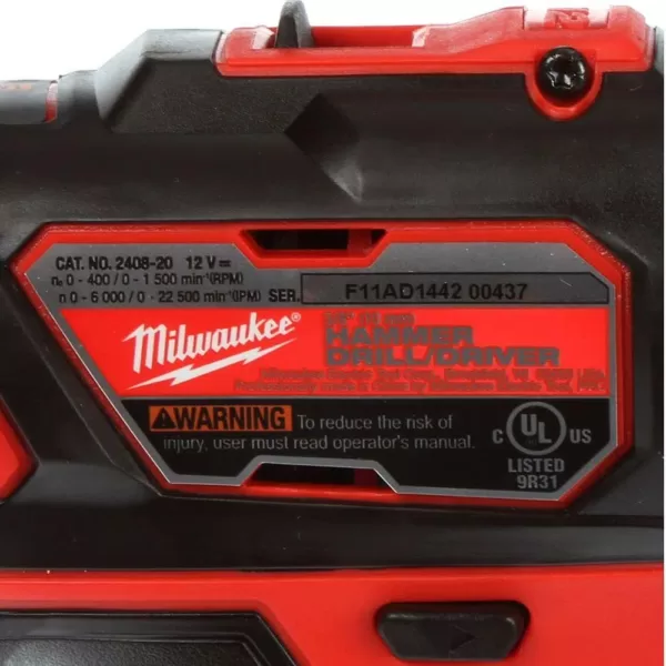 Milwaukee M12 12-Volt Lithium-Ion Cordless 3/8 in. Hammer Drill/Driver Kit with Two 1.5 Ah Batteries and Hard Case