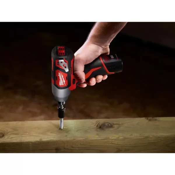 Milwaukee M12 12-Volt Lithium-Ion Cordless 1/4 in. Hex Impact and 3/8 in. Crown Stapler Combo Kit W/ (1) 2.0Ah Battery and Charger