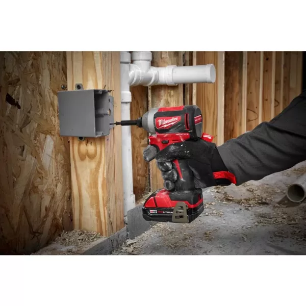 Milwaukee M18 18-Volt Lithium-Ion Compact Brushless Cordless 1/4 in. Impact Driver Kit W/ (1) 2.0 Ah Battery, Charger & Tool Bag