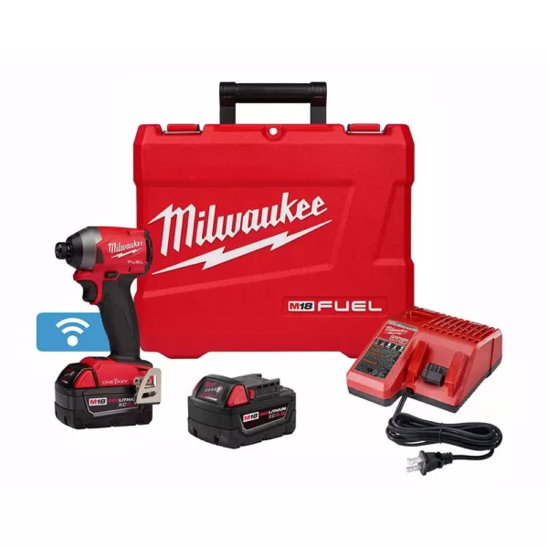 Milwaukee M18 FUEL ONE-KEY 18-Volt Lithium-Ion Brushless Cordless 1/4 in. Hex Impact Driver Kit with(2) 5.0Ah Batteries, Hard Case