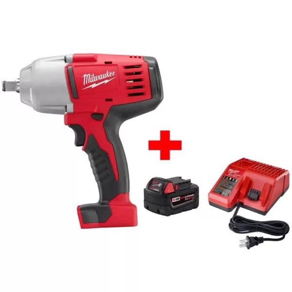 Milwaukee M18 18-Volt Lithium-Ion Cordless 1/2 in. Impact Wrench W/ Friction Ring W/ (1) 5.0Ah Battery and Charger