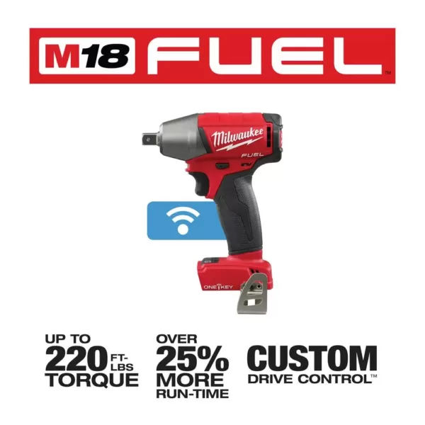 Milwaukee M18 FUEL ONE-KEY 18-Volt Lithium-Ion Brushless Cordless 1/2 in. Impact Wrench w/ Pin Detent (Tool-Only)