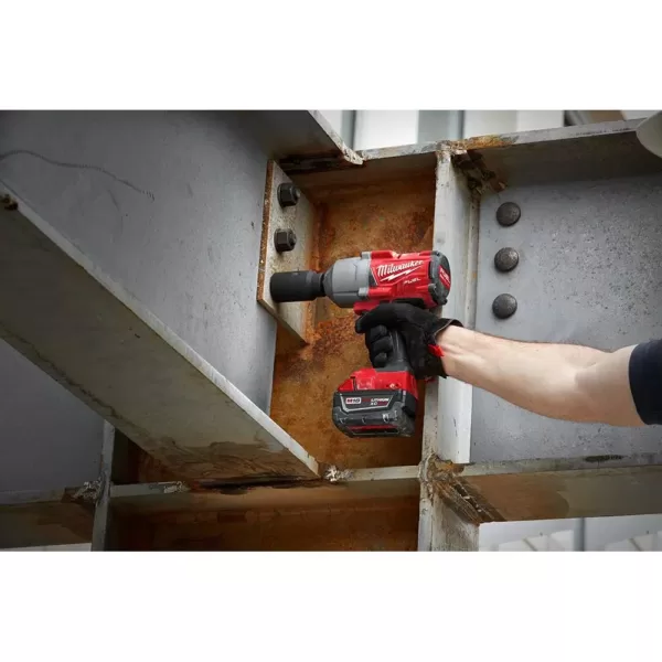 Milwaukee M18 FUEL 18-Volt 1/2 in. Lithium-Ion Brushless Cordless Impact Wrench w/ Friction Ring & Grinder w/ Two 6.0Ah Batteries