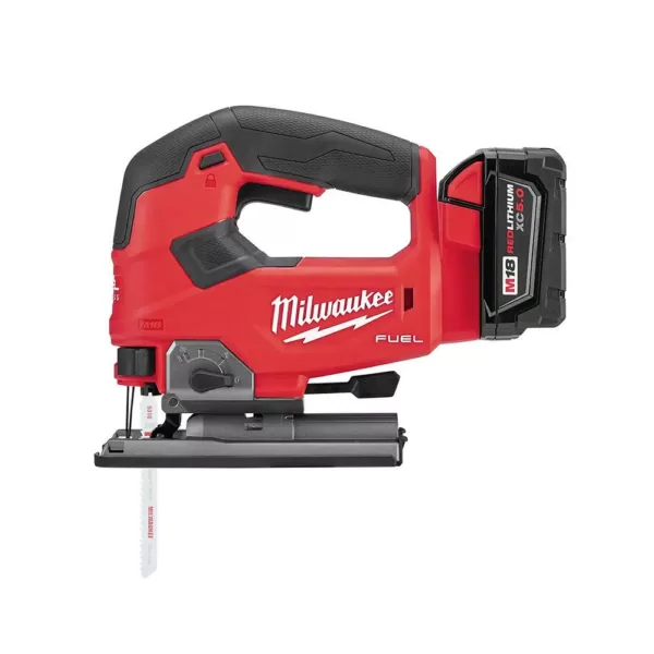 Milwaukee M18 FUEL 18-Volt Lithium-Ion Brushless Cordless Jig Saw Kit With (1) 5.0Ah Battery, Charger and Case