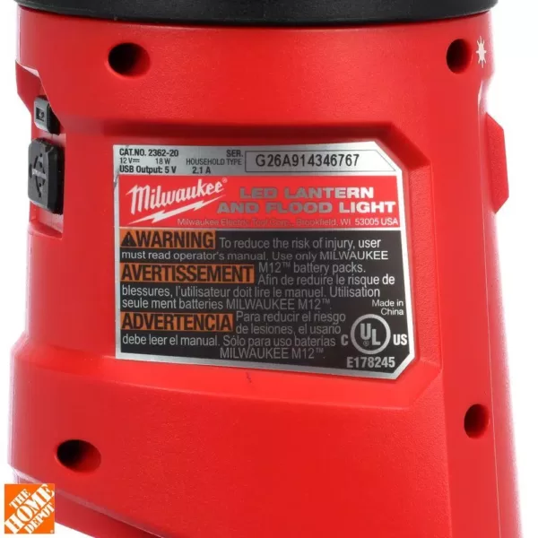 Milwaukee M12 12-Volt Lithium-Ion Cordless 400-Lumen LED Lantern/Flood Light (Tool-Only)