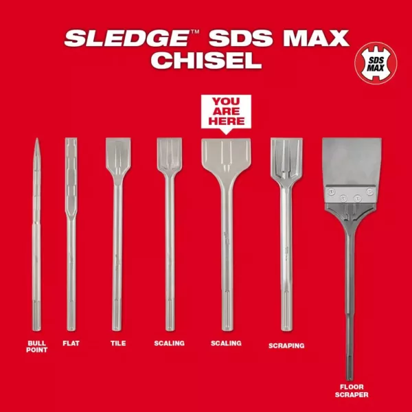 Milwaukee 3 in. x 12 in. SDS-Max SLEDGE Steel Scaling Chisel