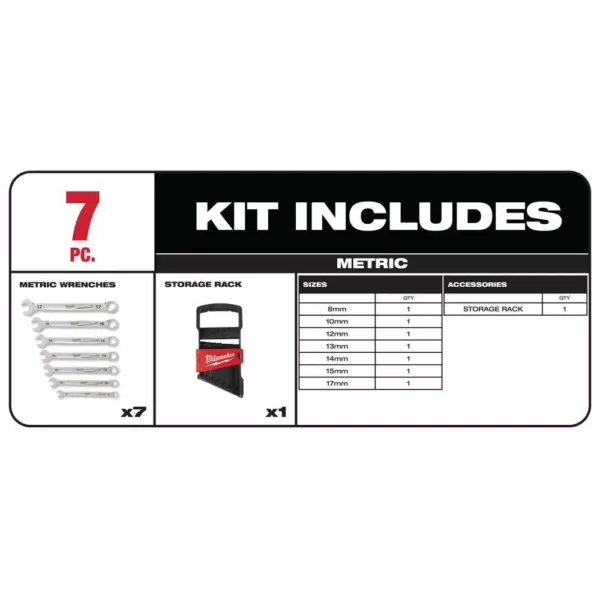 Milwaukee SAE and Metric Combination Wrench Mechanics Tool Set (14-Piece)