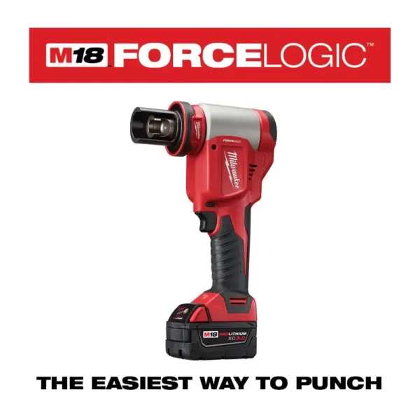 Milwaukee M18 18-Volt Lithium-Ion Cordless 1/2 in.- 4 in. Force Logic Knockout Tool Kit /W  FUEL Hammer Drill & 5.0 Ah Battery