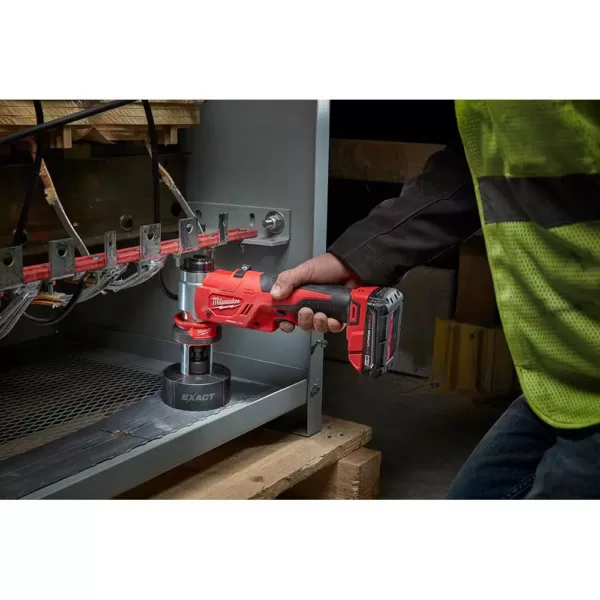 Milwaukee M18 18-Volt Lithium-Ion 1/2 in. to 4 in. Force Logic 6 Ton Cordless Knockout Tool Kit W/ Impact Driver & Step Bits