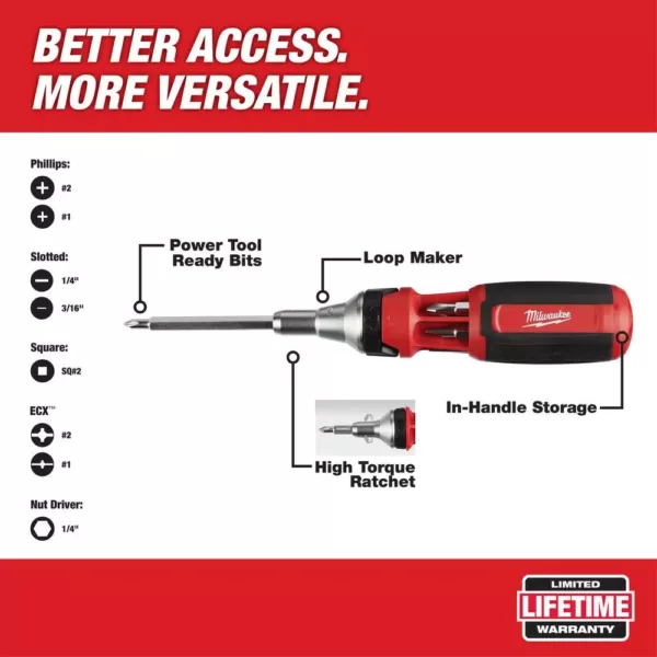 Milwaukee 9-in-1 ECX Drive Ratcheting Multi-Bit Screwdriver