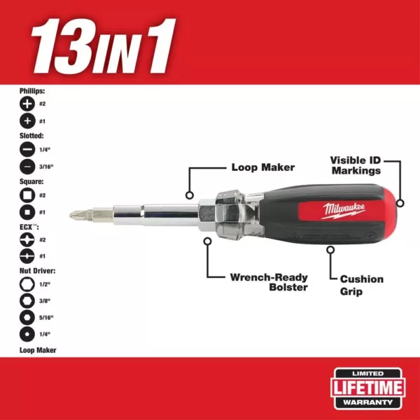 Milwaukee 13-in-1 Multi-Tip Cushion Grip Screwdriver