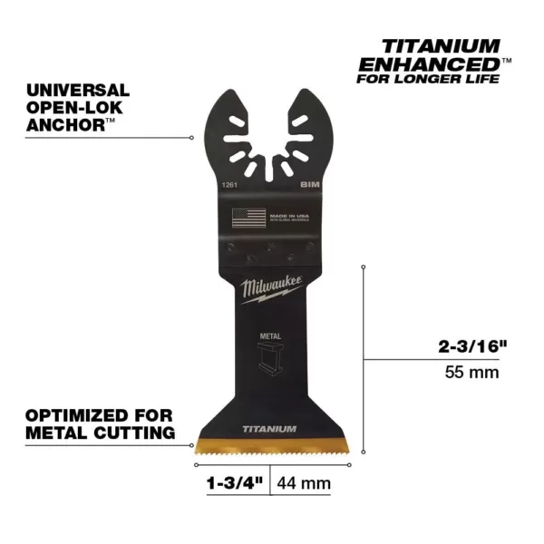 Milwaukee 1-3/4 in. Titanium Bi-Metal Universal Fit Metal Cutting Oscillating Multi-Tool Blade (3-Pack)