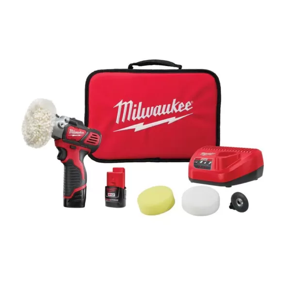 Milwaukee M12 12-Volt Lithium-Ion Cordless Variable Speed Polisher/Sander Kit W/(2) 1.5Ah Battery, Accessories, Charger & Tool Bag